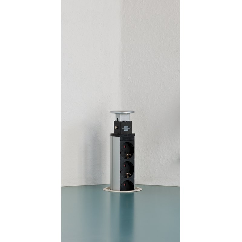 Brennenstuhl 1396200013 multiprise 2 m 3 sortie(s) CA Intérieure Aluminium, Noir