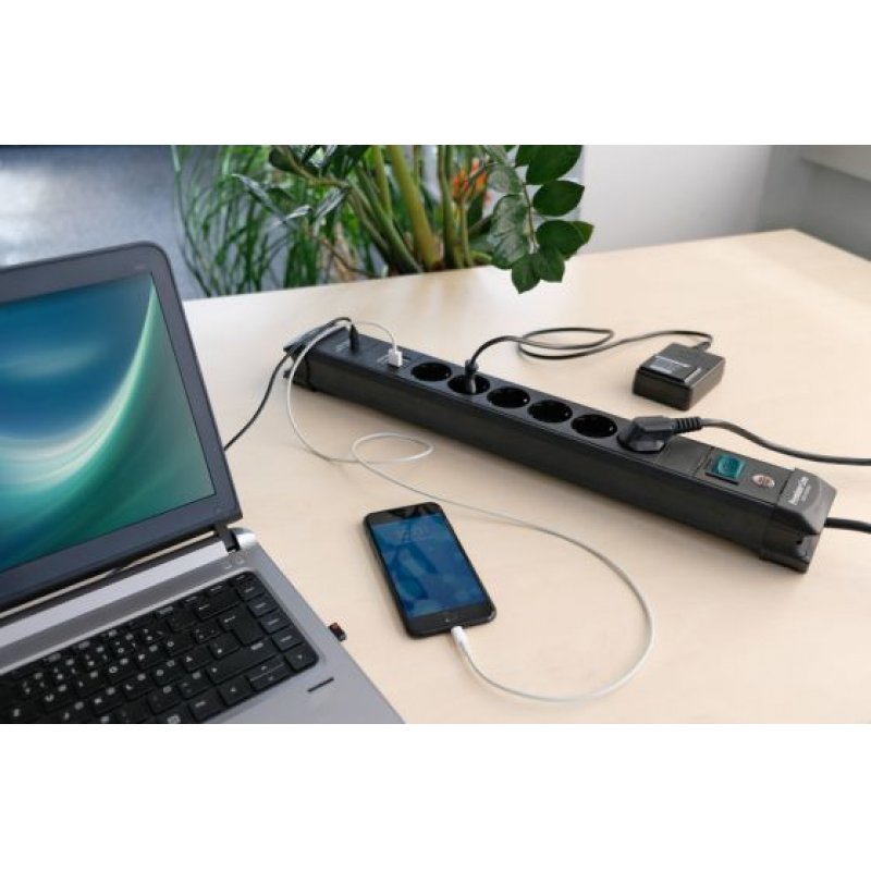 Brenn Premium Line 6-fach 3m USB      bk | H05VVF 3G1,5