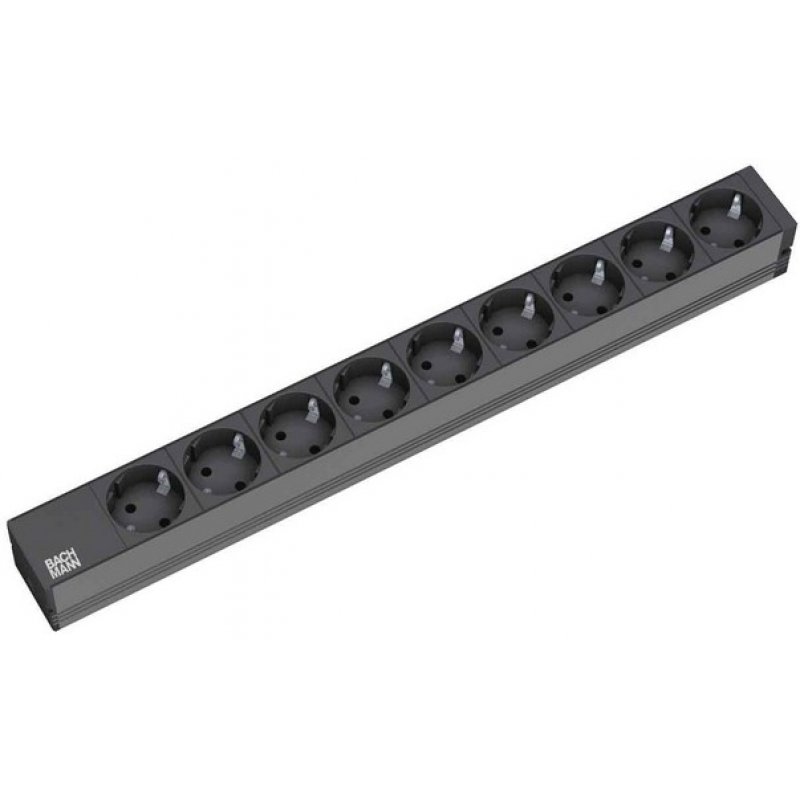 Bachmann 9x Schuko, 2m power extension 9 AC outlet(s) Black
