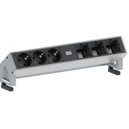 Bachmann 3x Schuko 3x Custom Modules multiprise 3 sortie(s) CA Noir, Acier inoxydable