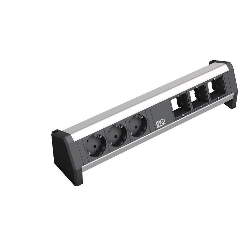 Bachmann 902.002 power extension 3 AC outlet(s) Black, Silver