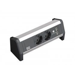 Bachmann DESK 1 power extension 2 AC outlet(s) Indoor Black, Silver