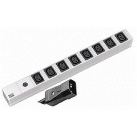 Bachmann 19'' 2m 8 IEC320 C13 H05VV-F 3G 1.50mm² power extension 8 AC outlet(s) Black, Silver
