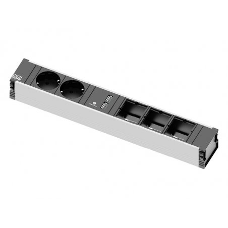 Bachmann 912.0168 power extension 2 AC outlet(s) Indoor Black, Grey