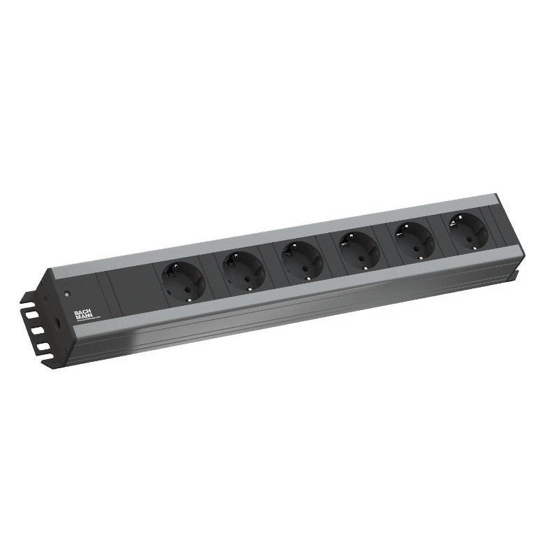 Bachmann 300.000 power extension 2 m 6 AC outlet(s) Indoor Black, Grey