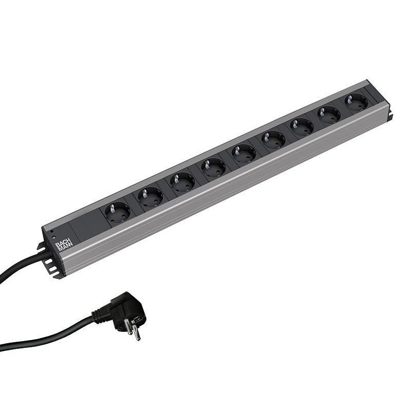 Bachmann 300.001 power extension 2 m 9 AC outlet(s) Indoor Black, Grey