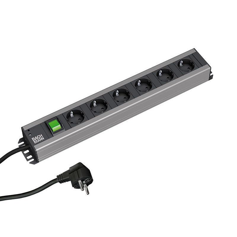 Bachmann 300.003 power extension 2 m 6 AC outlet(s) Indoor Black