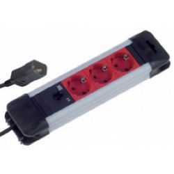 Bachmann 2m 3x Schuko H05VV-F 3G 1.0mm² power extension 3 AC outlet(s) Black, Red