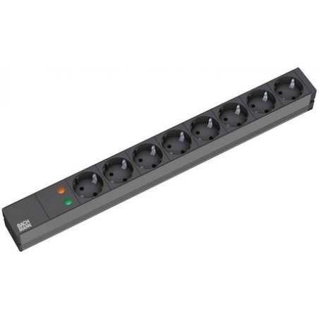 Bachmann 19'' 2m 8x Schuko H05VV-F 3G 1.50mm² power extension 8 AC outlet(s) Black
