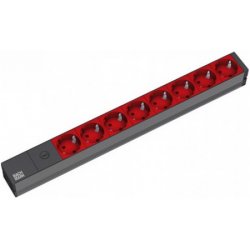 Bachmann 19'' 2m 8x Schuko H05VV-F 3G 1.00mm² power extension 8 AC outlet(s) Black, Red