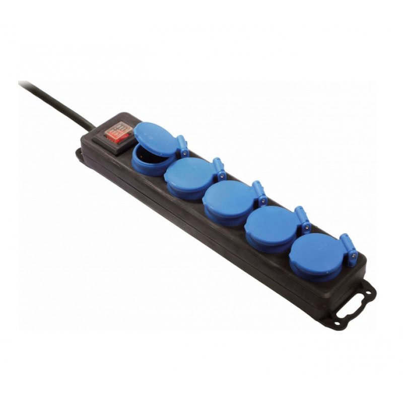 Bachmann 349.046 power extension 4.5 m 5 AC outlet(s) Outdoor Black, Blue