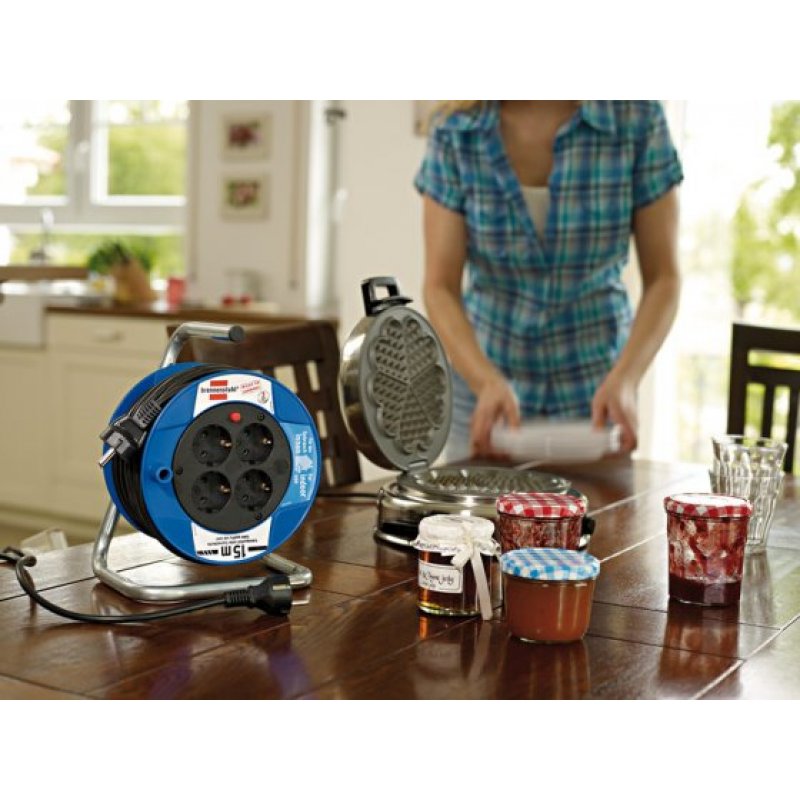 Brennenstuhl 1079180004 power extension 15 m 4 AC outlet(s) Outdoor Black, Blue