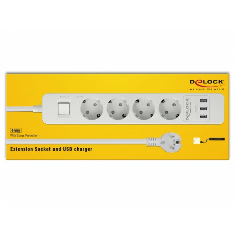 DeLOCK 11206 power extension 1.5 m 4 AC outlet(s) Indoor White