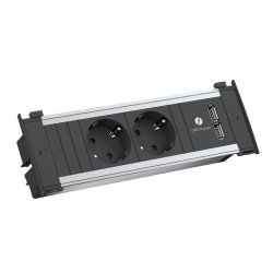 Bachmann Kapsa S multiprise 0,2 m 2 sortie(s) CA Intérieure Noir, Argent