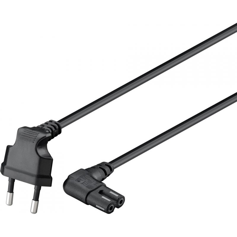 goobay Netzkabel Eurostecker 90° bk 2m | CEEE 7/16 Doppelbuchse IEC 60320 C7