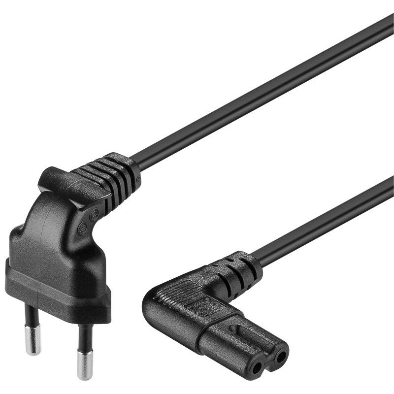 goobay Netzkabel Eurostecker 90°   bk 3m | CEEE 7/16 Doppelbuchse IEC 60320 C7