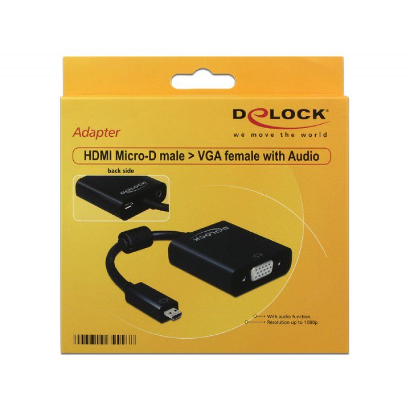 DeLOCK 65558 adaptateur graphique USB 1920 x 1080 pixels Noir