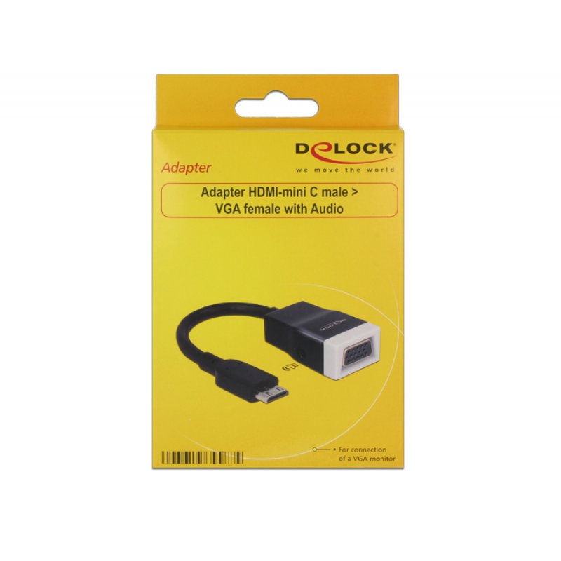 DeLOCK 65588 video cable adapter HDMI Type C (Mini) VGA (D-Sub) + 3.5mm Black