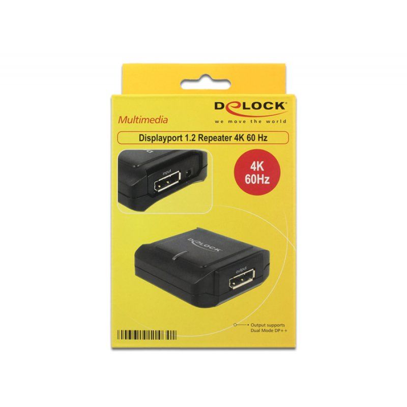 DeLOCK 11464 changeur de genre de câble Displayport 20 pin, DC 5V Displayport 20 pin Noir