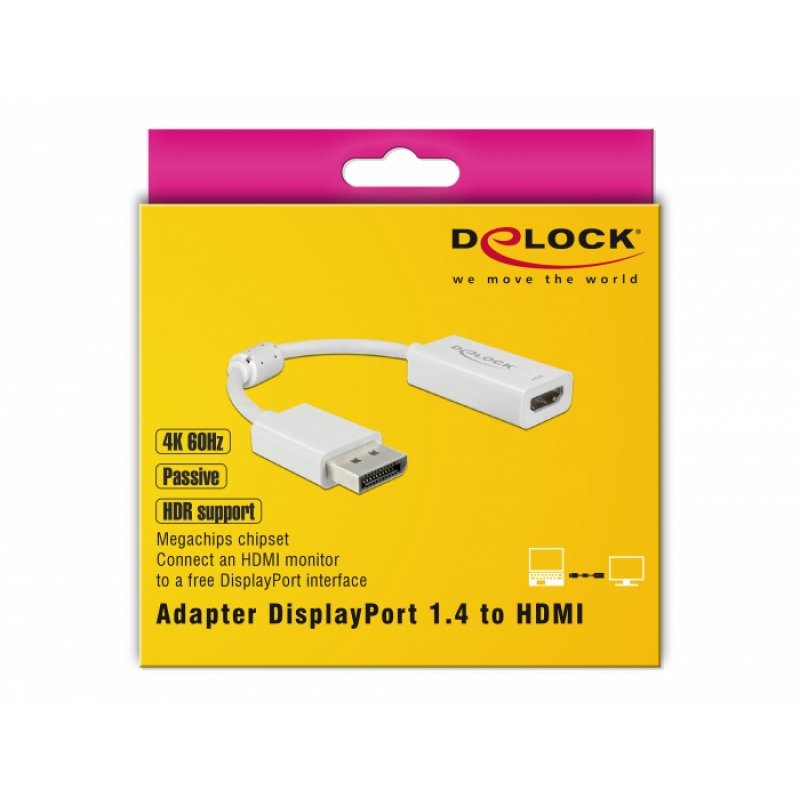 DeLOCK 63936 câble vidéo et adaptateur 0,1 m DisplayPort HDMI Blanc