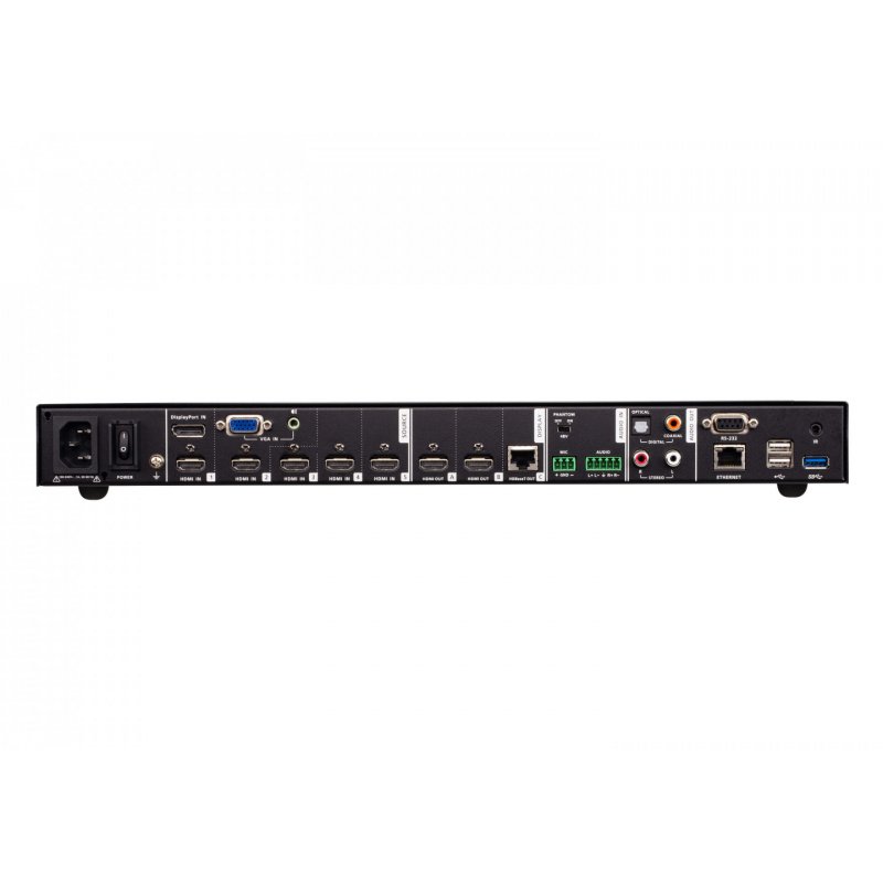 ATEN Commutateur matriciel de présentation Seamless 7 x 3 avec Scaler, Streaming, mélangeur audio et HDBaseT