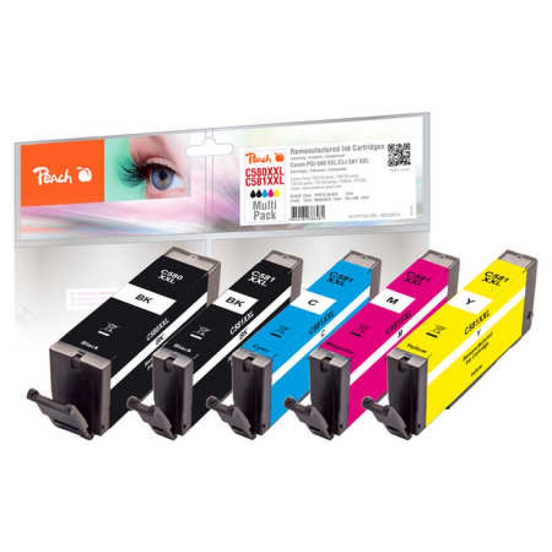 Peach Multi Pack, XXL compatible with Canon PGI-580XXL, CLI-581XXL