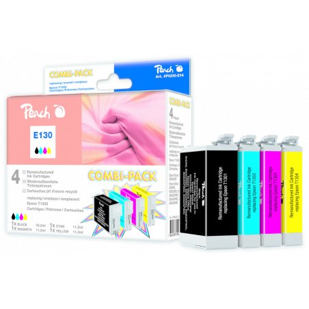 Peach 314791 cartouche d'encre 4 pièce(s) Noir, Cyan, Magenta, Jaune