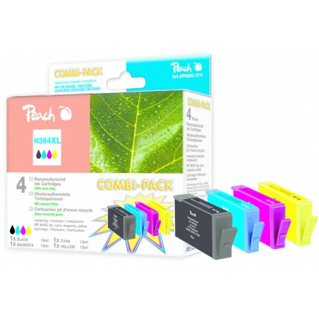 Peach PI300-370 cartouche d'encre 4 pièce(s) Rendement élevé (XL) Noir, Cyan, Magenta, Jaune