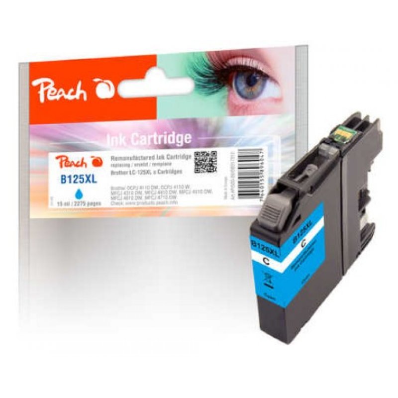 Peach Ink Cartridge cyan XL, compatible with Brother LC-125XL