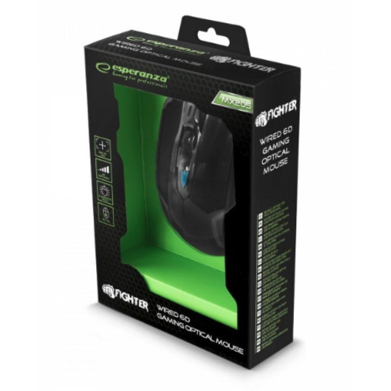 Esperanza EGM205B souris Droitier USB Type-A Optique 2400 DPI