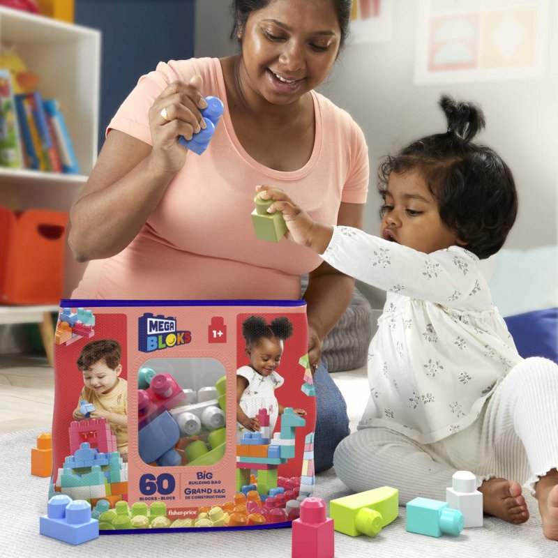 MEGA BLOKS Sac Medium Rose 60 Blocs