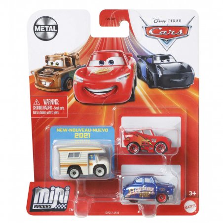 Disney Pixar Cars Assortiment De Packs De 3 Véhicules Mini Racers