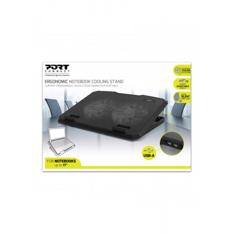 Port Designs 901099 notebook cooling pad 43.2 cm (17") 800 RPM Black