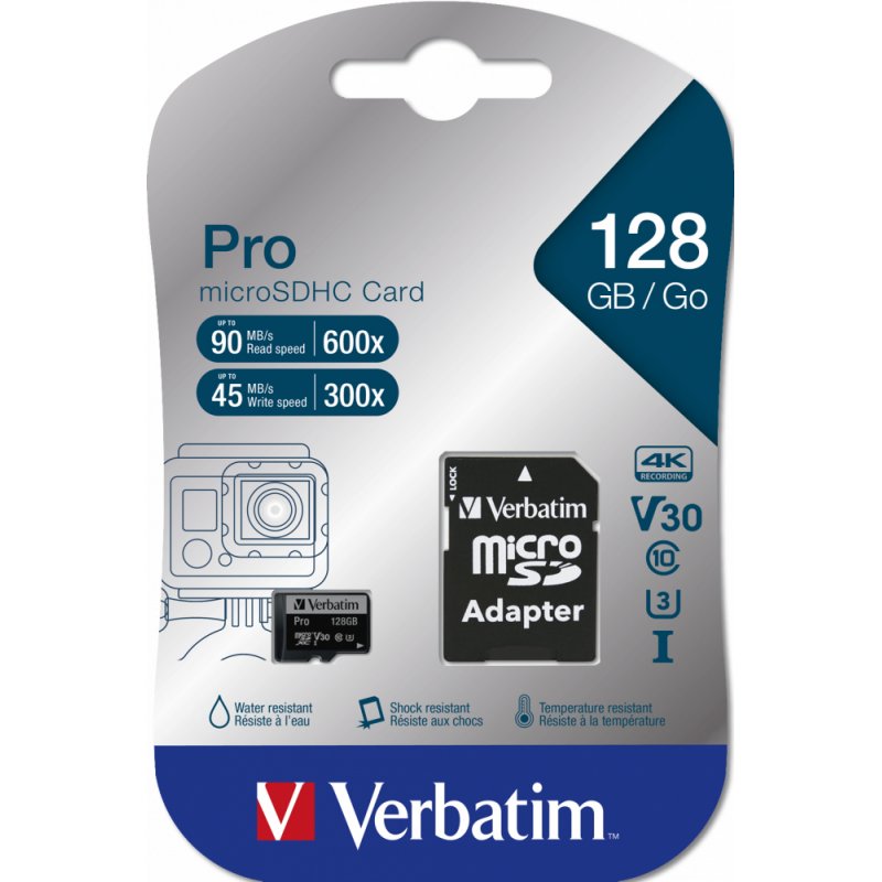 Verbatim Pro 128 GB MicroSDXC UHS-I Class 10