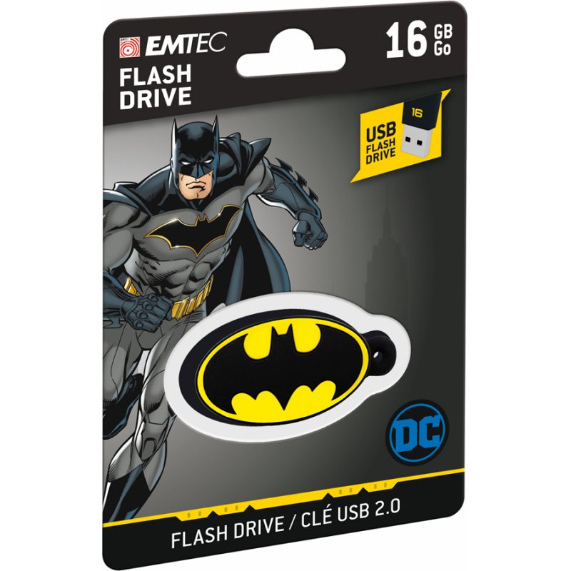 Clé USB 2.0 Emtec compatible Blason DC Comics Batman - 16Go (Noi/Jauner)