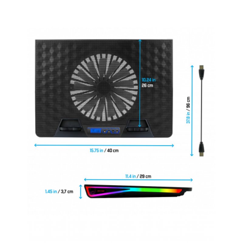 Spirit of Gamer Airblade 800 système de refroidissement pour ordinateurs portables 43,2 cm (17") 800 tr/min Noir