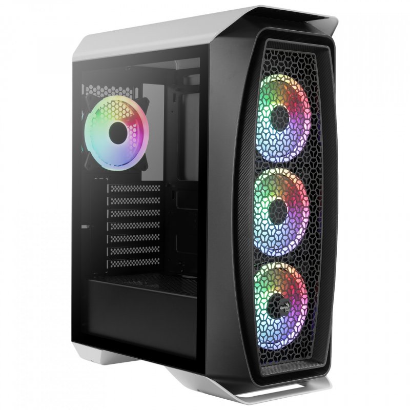 Aerocool AEROONEDUOWHV1 Gaming ATX Case 4xARGB Fans White