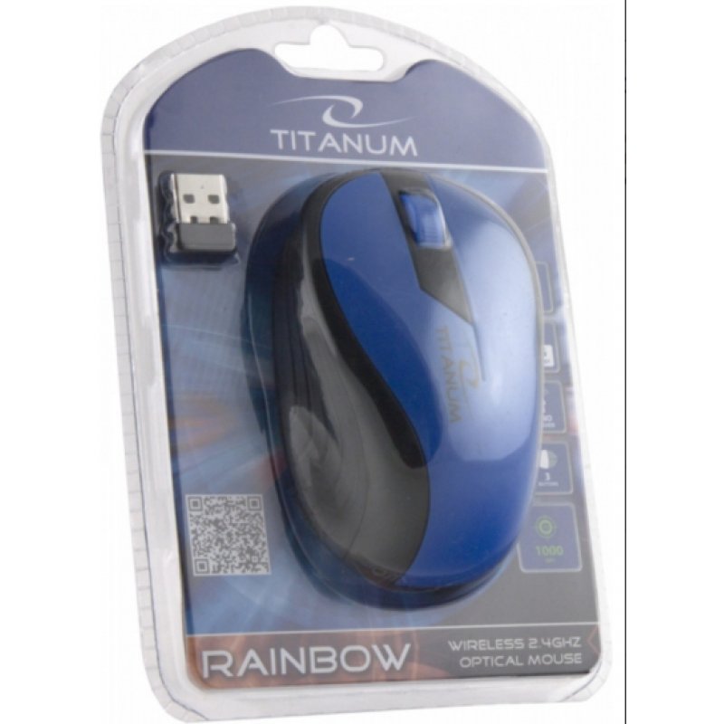 Souris sans fil Esperanza compatible Titanum Rainbow 3D TM114 (Noir/Bleu)
