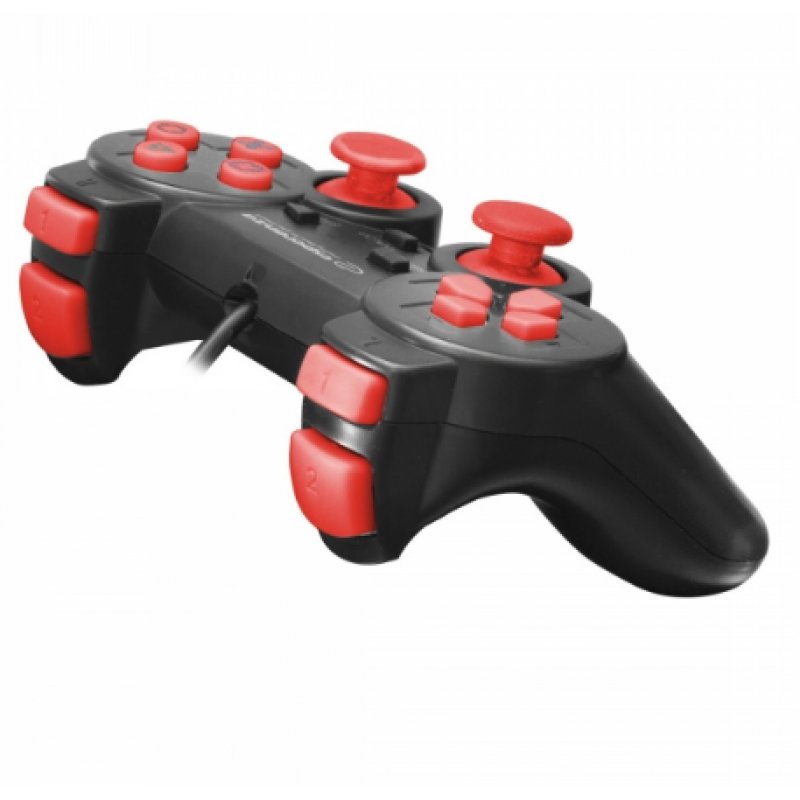 Esperanza EGG106R accessoire de jeux vidéo Noir, Rouge USB 2.0 Manette de jeu Analogique/Numérique PC, Playstation 2, 