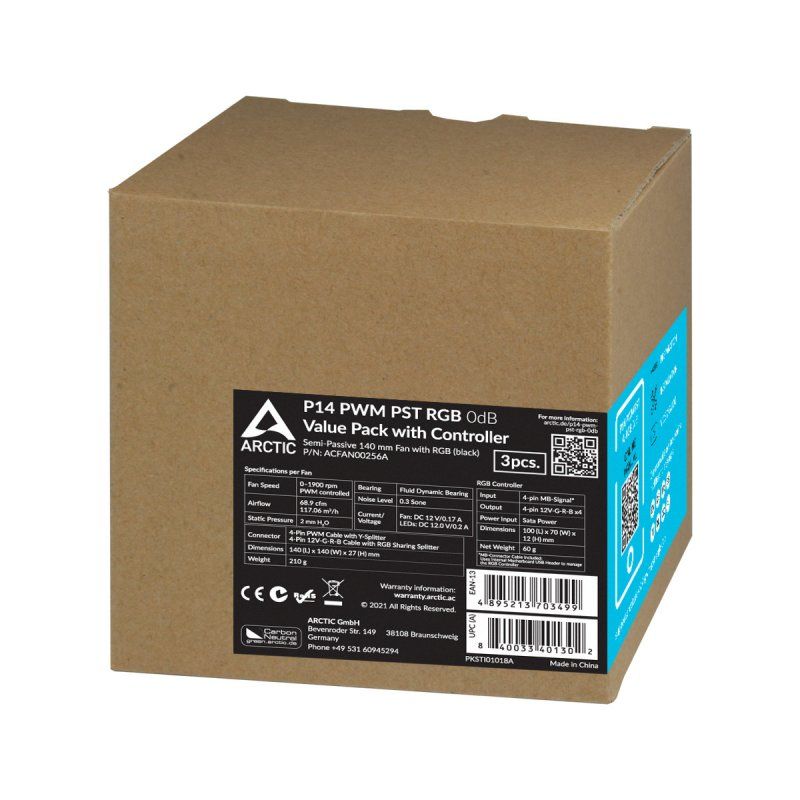 Case Acc Arctic P14 Fan 14cm PWM PST RGB Black 3 C