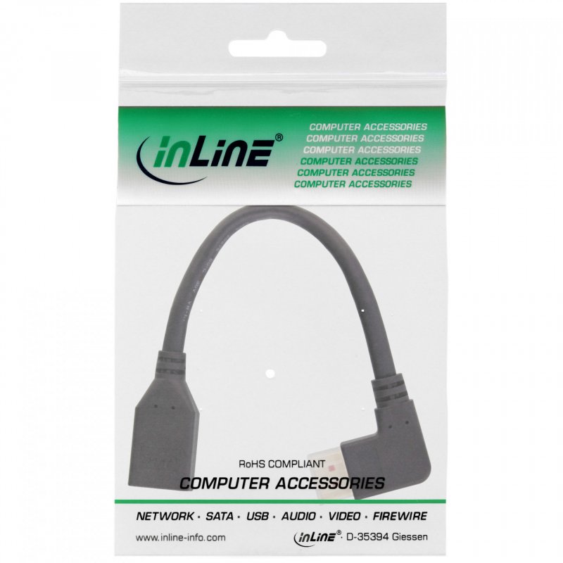 InLine DisplayPort 1.4 adapter cable M/F, 8K4K, angled right, black/gold