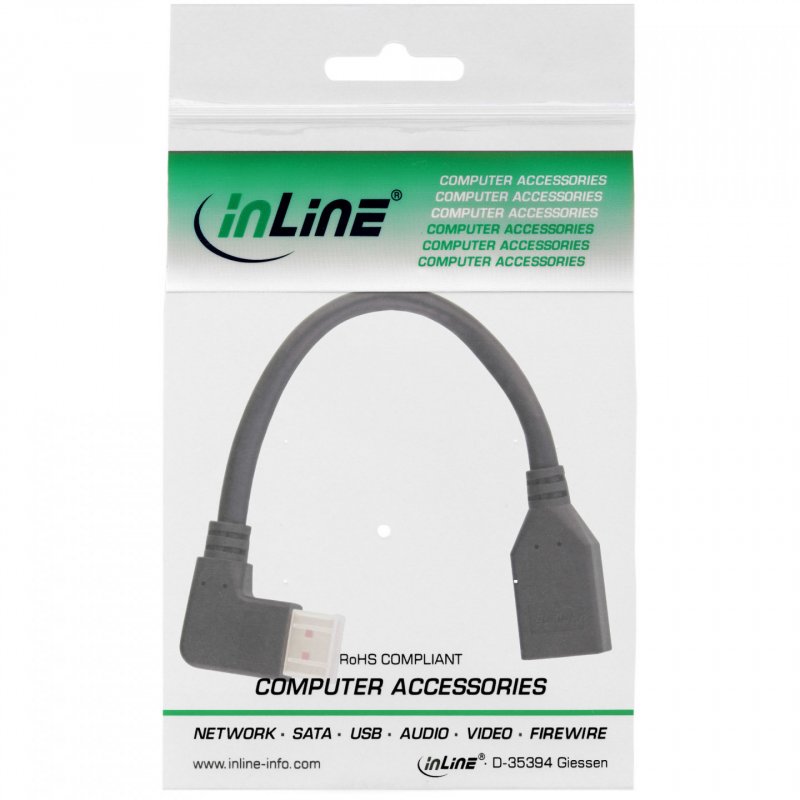 InLine compatible DisplayPort Adapterkabel, 8K4K, links gewinkelt - 0,15m