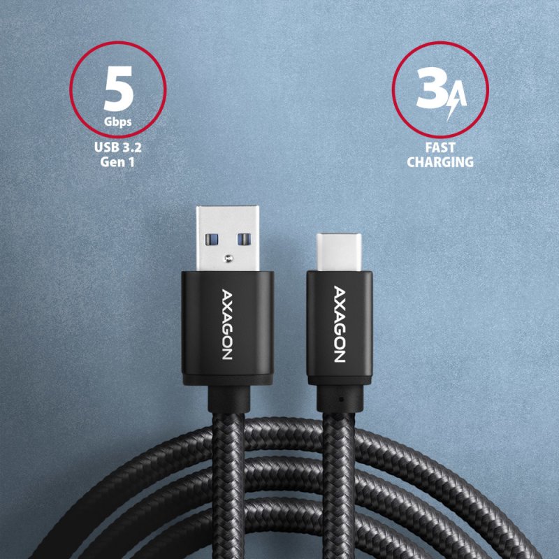 AXAGON compatible BUCM3-AM10AB Kabel USB-C auf USB-A 3.2 Gen 1, schwarz - 1m