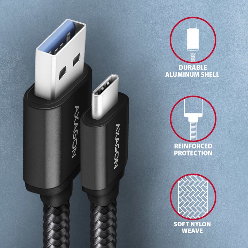 Axagon BUCM3-AM10AB USB cable 1 m USB 3.2 Gen 1 (3.1 Gen 1) USB C USB A Black
