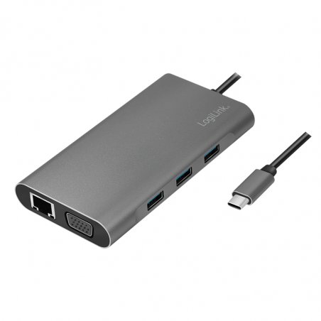 LogiLink UA0383 station d'accueil Avec fil USB 3.2 Gen 1 (3.1 Gen 1) Type-C Argent