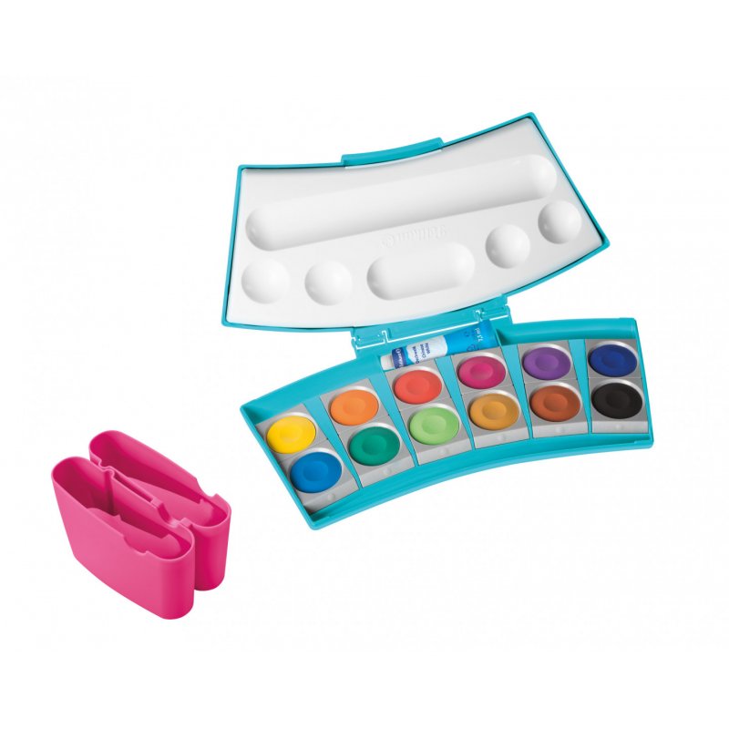 Farbkasten ProColor 12 (türkis/pink, 12 Farben und Deckweiß)