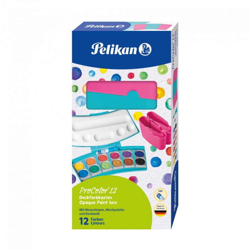 Farbkasten ProColor 12 (türkis/pink, 12 Farben und Deckweiß)