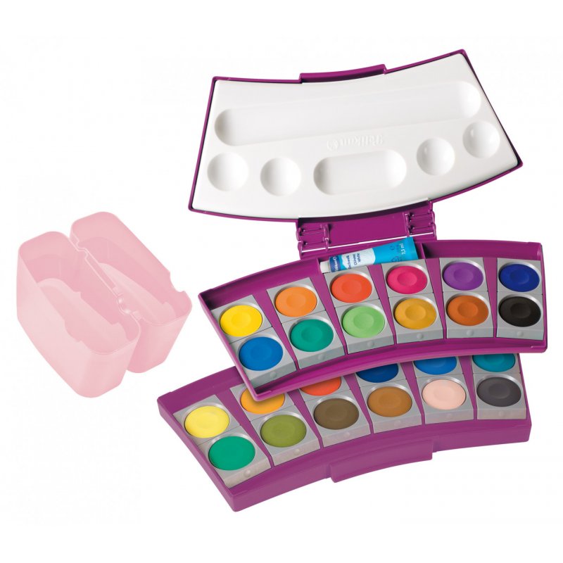 Farbkasten ProColor 24 (rosa/beere, 24 Farben und Deckweiß)