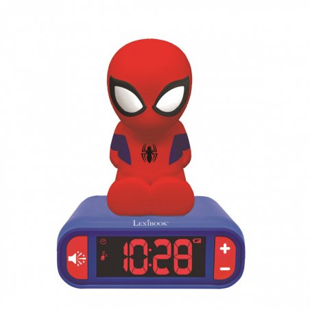 Lexibook compatible - Alarm Clock with Night Light 3D design SpiderMan and sound effects (RL800SP)