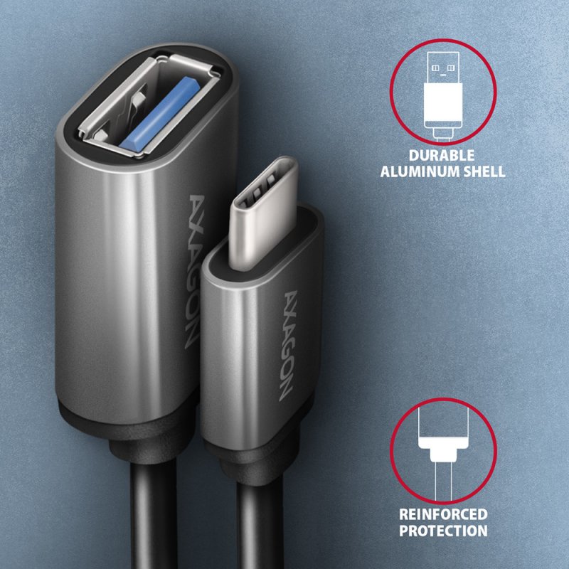 AXAGON compatible RUCM-AFAC Kabeladapter USB-C 3.2 Gen 1 auf USB-A, schwarz - 0,2m